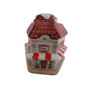 1993 Santa's Best Ceramic Village Drug Store Christmas Holiday Decoration 4.5'"